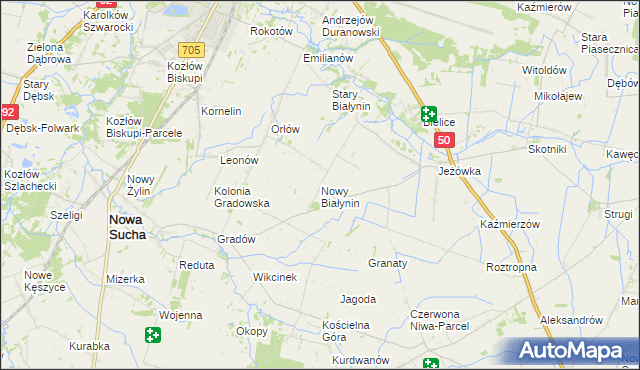 mapa Nowy Białynin, Nowy Białynin na mapie Targeo