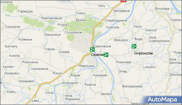 mapa Opatowiec powiat kazimierski, Opatowiec powiat kazimierski na mapie Targeo