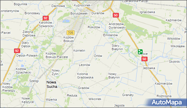 mapa Orłów gmina Nowa Sucha, Orłów gmina Nowa Sucha na mapie Targeo