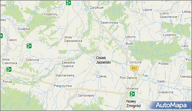 mapa Osiek Jasielski, Osiek Jasielski na mapie Targeo