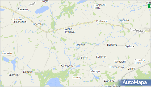 mapa Osówko gmina Biskupiec, Osówko gmina Biskupiec na mapie Targeo