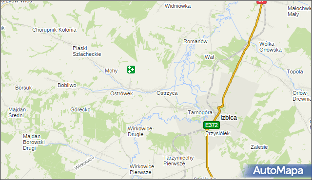 mapa Ostrzyca gmina Izbica, Ostrzyca gmina Izbica na mapie Targeo