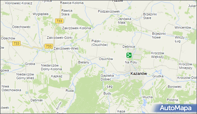 mapa Osuchów gmina Kazanów, Osuchów gmina Kazanów na mapie Targeo