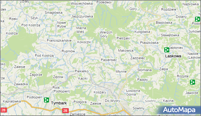 mapa Pasierbiec, Pasierbiec na mapie Targeo