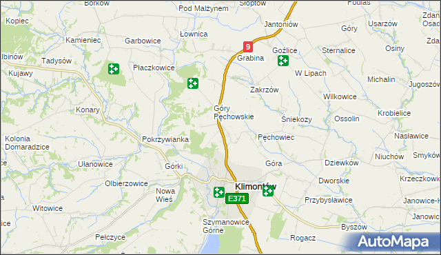 mapa Pęchów, Pęchów na mapie Targeo