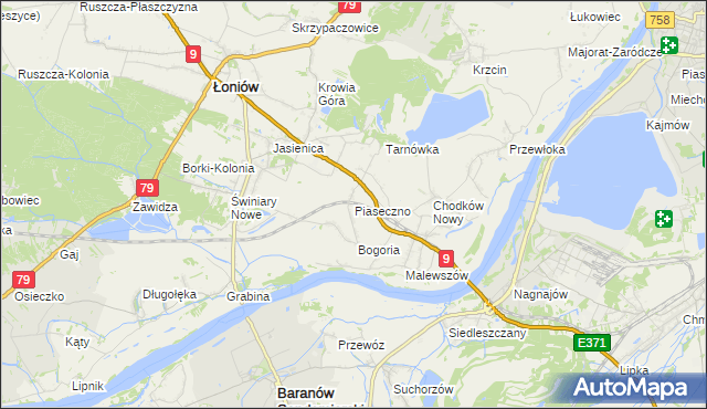 mapa Piaseczno gmina Łoniów, Piaseczno gmina Łoniów na mapie Targeo