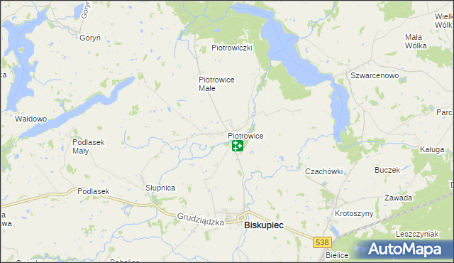 mapa Piotrowice gmina Biskupiec, Piotrowice gmina Biskupiec na mapie Targeo