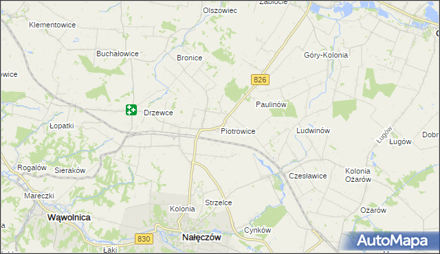 mapa Piotrowice gmina Nałęczów, Piotrowice gmina Nałęczów na mapie Targeo
