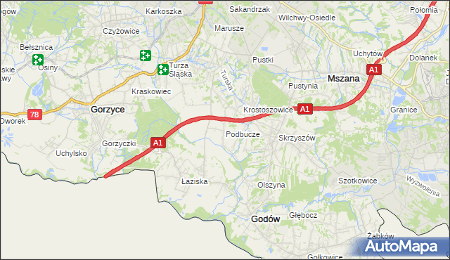 mapa Podbucze gmina Godów, Podbucze gmina Godów na mapie Targeo