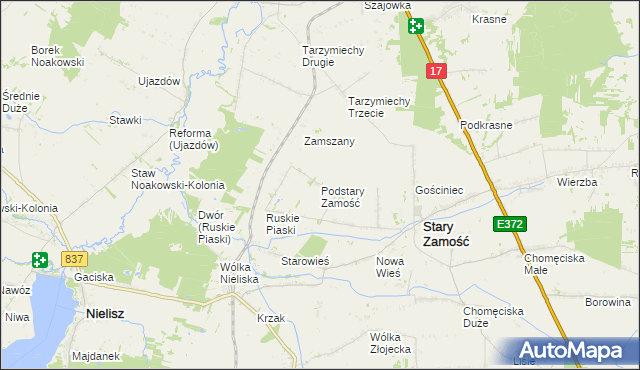 mapa Podstary Zamość, Podstary Zamość na mapie Targeo