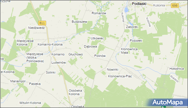 mapa Polinów, Polinów na mapie Targeo