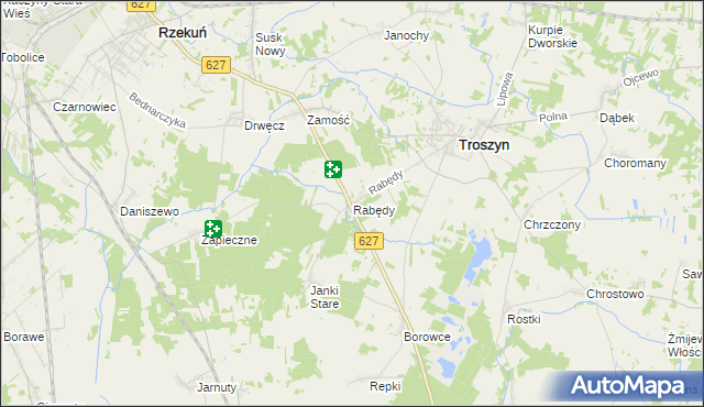 mapa Rabędy gmina Troszyn, Rabędy gmina Troszyn na mapie Targeo