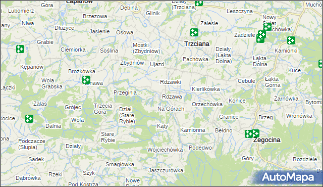 mapa Rdzawa, Rdzawa na mapie Targeo