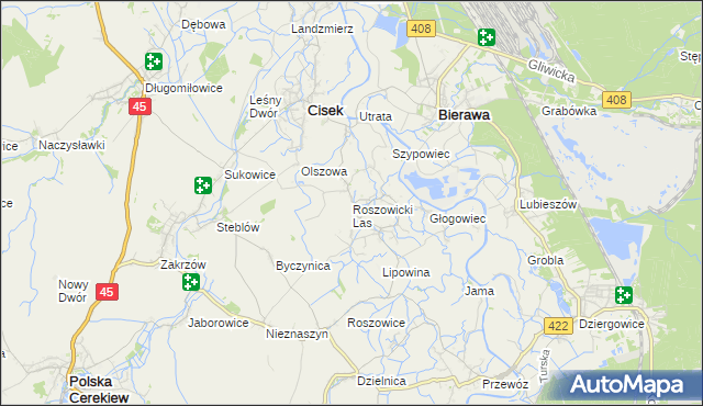 mapa Roszowicki Las, Roszowicki Las na mapie Targeo