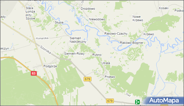 mapa Rybno gmina Łomża, Rybno gmina Łomża na mapie Targeo