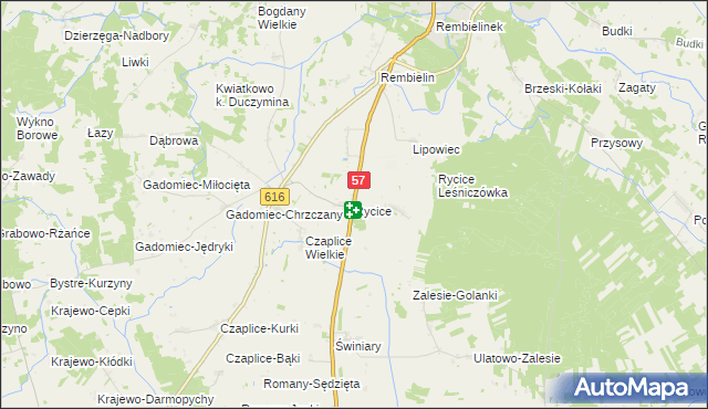 mapa Rycice, Rycice na mapie Targeo