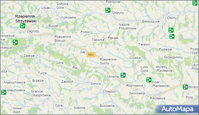 mapa Rzepiennik Suchy, Rzepiennik Suchy na mapie Targeo