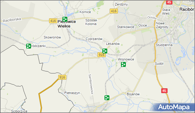 mapa Samborowice gmina Pietrowice Wielkie, Samborowice gmina Pietrowice Wielkie na mapie Targeo