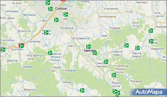 mapa Sękowa, Sękowa na mapie Targeo