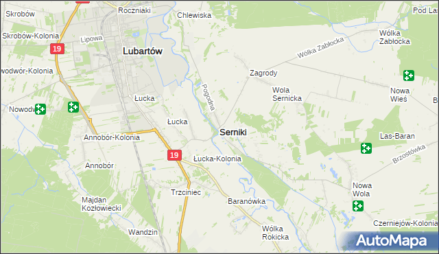 mapa Serniki, Serniki na mapie Targeo
