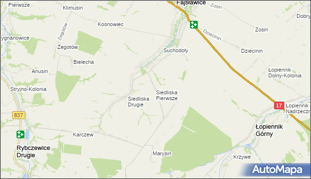 mapa Siedliska Pierwsze, Siedliska Pierwsze na mapie Targeo