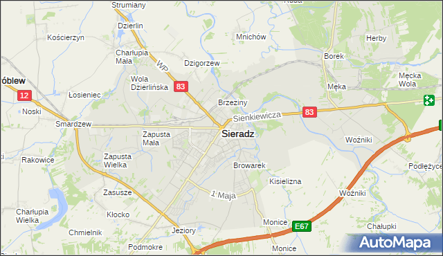 mapa Sieradz, Sieradz na mapie Targeo