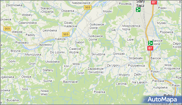 mapa Skrudzina, Skrudzina na mapie Targeo