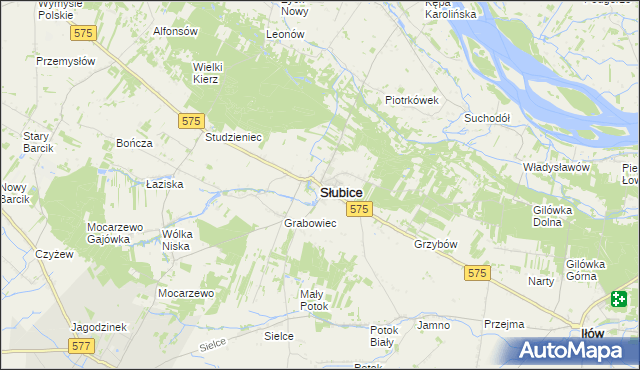 mapa Słubice powiat płocki, Słubice powiat płocki na mapie Targeo