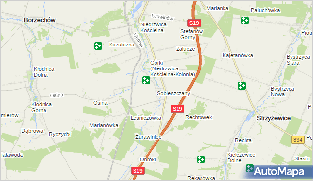 mapa Sobieszczany, Sobieszczany na mapie Targeo