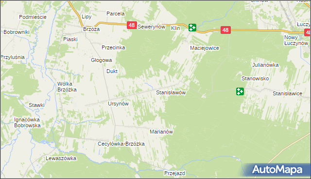 mapa Stanisławów gmina Głowaczów, Stanisławów gmina Głowaczów na mapie Targeo