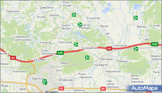 mapa Szczepanów gmina Brzesko, Szczepanów gmina Brzesko na mapie Targeo