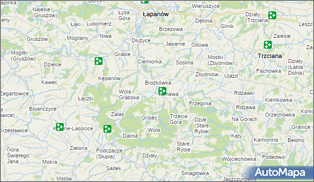 mapa Tarnawa gmina Łapanów, Tarnawa gmina Łapanów na mapie Targeo