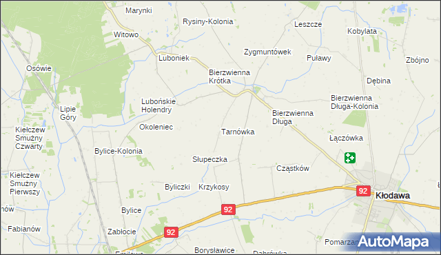 mapa Tarnówka gmina Kłodawa, Tarnówka gmina Kłodawa na mapie Targeo