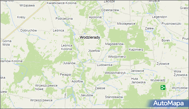 mapa Teodorów gmina Wodzierady, Teodorów gmina Wodzierady na mapie Targeo