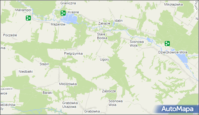 mapa Ugory gmina Józefów nad Wisłą, Ugory gmina Józefów nad Wisłą na mapie Targeo