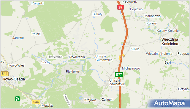 mapa Uniszki Gumowskie, Uniszki Gumowskie na mapie Targeo