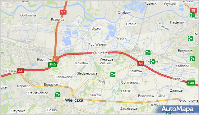 mapa Węgrzce Wielkie, Węgrzce Wielkie na mapie Targeo