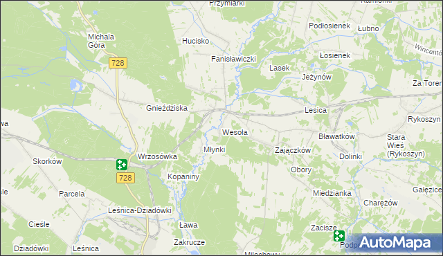 mapa Wesoła gmina Piekoszów, Wesoła gmina Piekoszów na mapie Targeo