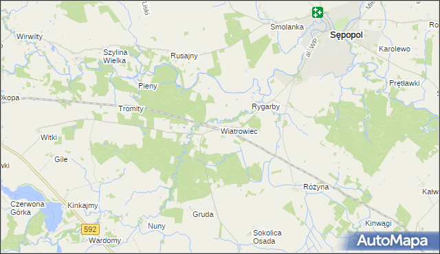 mapa Wiatrowiec gmina Sępopol, Wiatrowiec gmina Sępopol na mapie Targeo