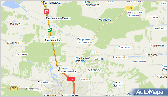 mapa Wieprzów Ordynacki, Wieprzów Ordynacki na mapie Targeo