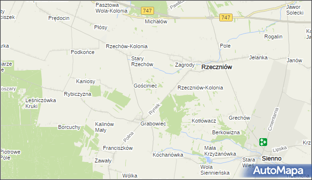 mapa Wincentów gmina Rzeczniów, Wincentów gmina Rzeczniów na mapie Targeo