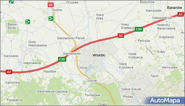 mapa Wiskitki, Wiskitki na mapie Targeo
