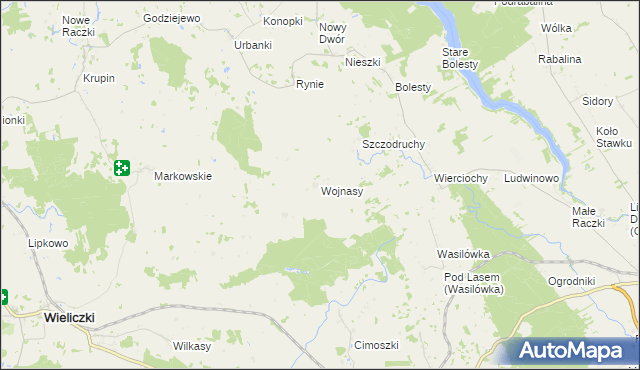 mapa Wojnasy gmina Wieliczki, Wojnasy gmina Wieliczki na mapie Targeo