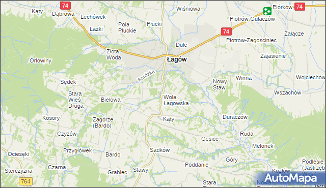 mapa Wola Łagowska, Wola Łagowska na mapie Targeo