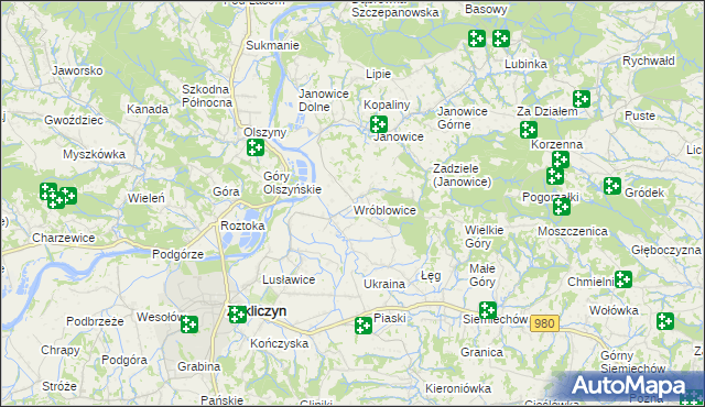 mapa Wróblowice gmina Zakliczyn, Wróblowice gmina Zakliczyn na mapie Targeo