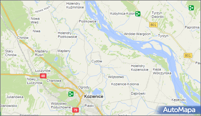 mapa Wymysłów gmina Kozienice, Wymysłów gmina Kozienice na mapie Targeo
