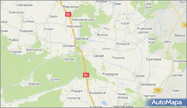 mapa Zabijak gmina Koziegłowy, Zabijak gmina Koziegłowy na mapie Targeo
