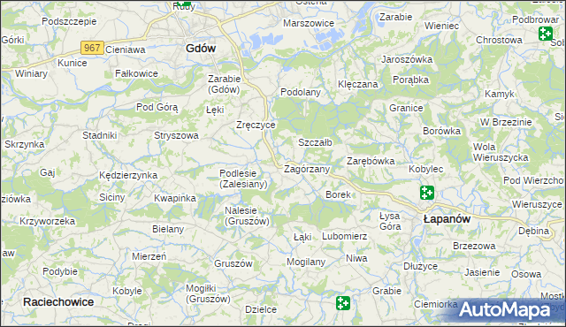 mapa Zagórzany gmina Gdów, Zagórzany gmina Gdów na mapie Targeo