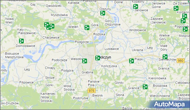 mapa Zakliczyn powiat tarnowski, Zakliczyn powiat tarnowski na mapie Targeo