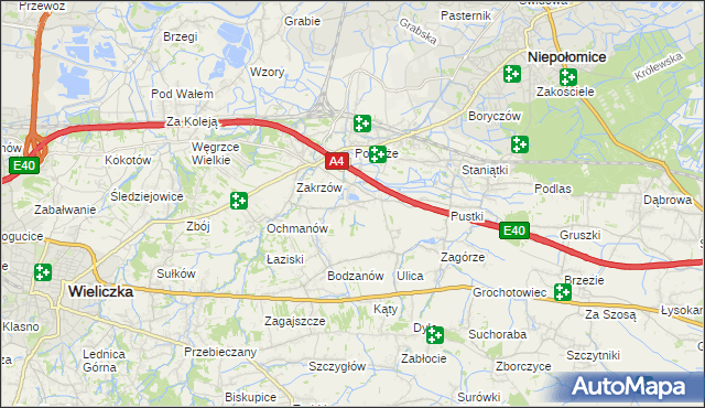 mapa Zakrzowiec, Zakrzowiec na mapie Targeo